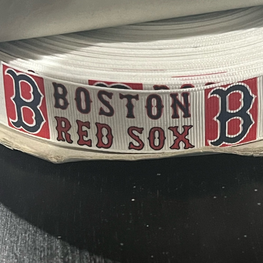 1” Boston Red Sox Ribbon White Red 100% Polyester Hair Baseball Craft NY MLB MA